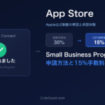CodeQuest - Apple Small Business Programとは｜申請方法と手数料15%の仕組み【個人開発者の承認体験】 (ID: 4666) のアイキャッチ画像
