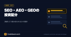 SEO・AEO・GEOの投資配分｜3軸をどう組み合わせるかの設計手順