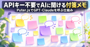 APIキー不要でAIに聞ける付箋メモアプリを作った｜Puter.jsでGPT・Claudeを呼ぶ仕組み